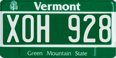 VT license plate XOH928