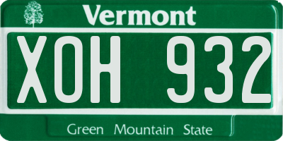 VT license plate XOH932