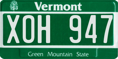 VT license plate XOH947