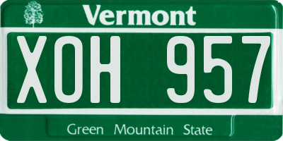 VT license plate XOH957