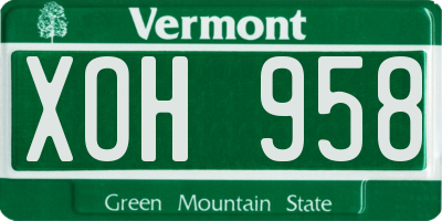 VT license plate XOH958