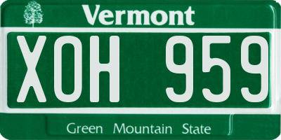 VT license plate XOH959