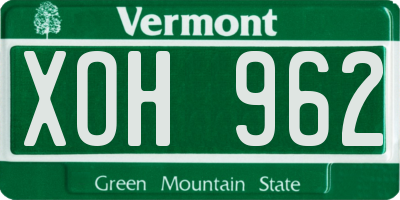 VT license plate XOH962