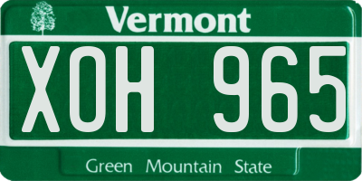 VT license plate XOH965