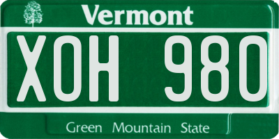 VT license plate XOH980