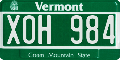 VT license plate XOH984