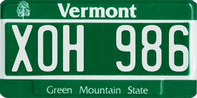 VT license plate XOH986