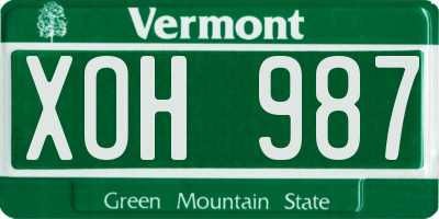 VT license plate XOH987