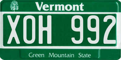 VT license plate XOH992