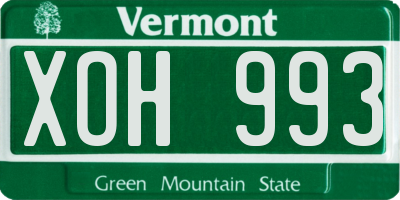 VT license plate XOH993
