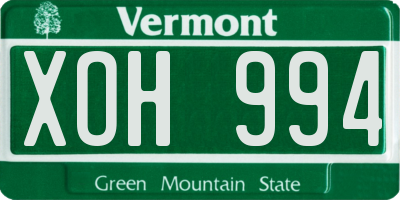 VT license plate XOH994