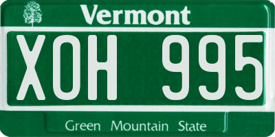VT license plate XOH995