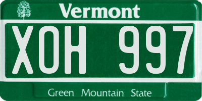 VT license plate XOH997