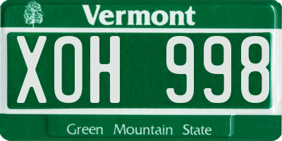 VT license plate XOH998