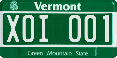 VT license plate XOI001