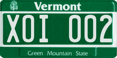 VT license plate XOI002