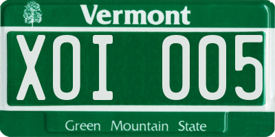 VT license plate XOI005