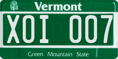 VT license plate XOI007