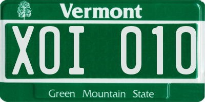 VT license plate XOI010