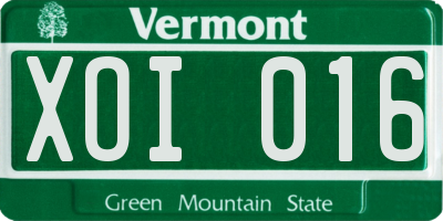 VT license plate XOI016