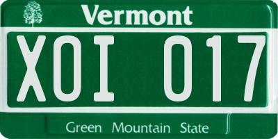 VT license plate XOI017