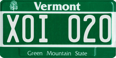 VT license plate XOI020