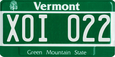 VT license plate XOI022