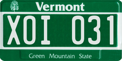 VT license plate XOI031
