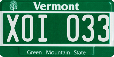 VT license plate XOI033