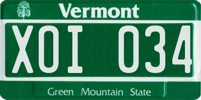 VT license plate XOI034