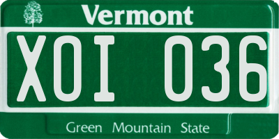 VT license plate XOI036