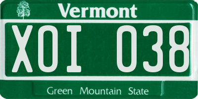 VT license plate XOI038