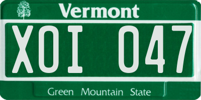 VT license plate XOI047