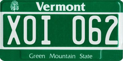 VT license plate XOI062