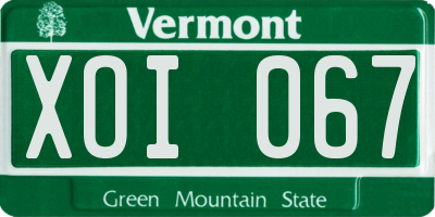 VT license plate XOI067