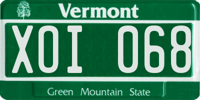 VT license plate XOI068