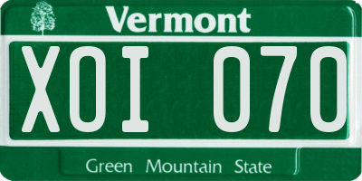 VT license plate XOI070