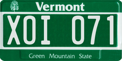 VT license plate XOI071