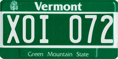 VT license plate XOI072