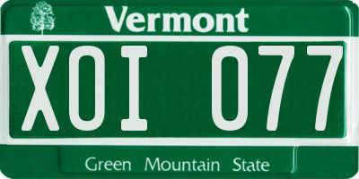 VT license plate XOI077