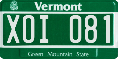 VT license plate XOI081