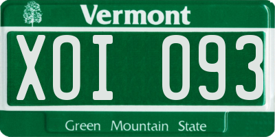 VT license plate XOI093