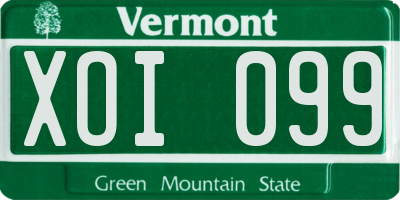 VT license plate XOI099