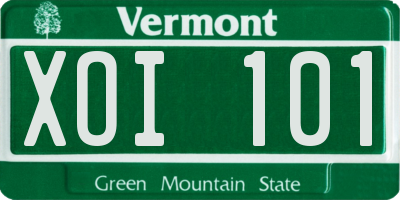 VT license plate XOI101