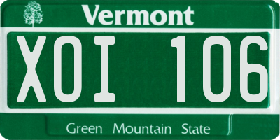 VT license plate XOI106