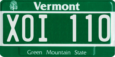 VT license plate XOI110