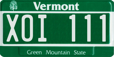 VT license plate XOI111