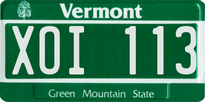 VT license plate XOI113