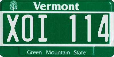 VT license plate XOI114