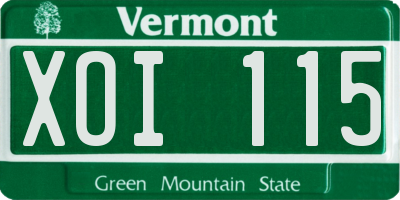 VT license plate XOI115
